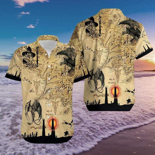 Dragon Land Vintage Map Design Hawaiian Shirt,Hawaiian Shirt Gift, Christmas Gift