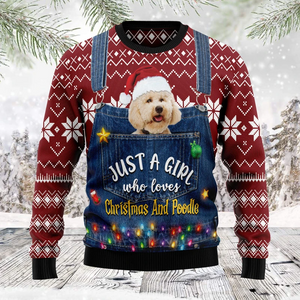 Just A Girl Who Loves Christmas And Poodle Ugly Christmas Sweater,Christmas Ugly Sweater,Christmas Gift,Gift Christmas 2022