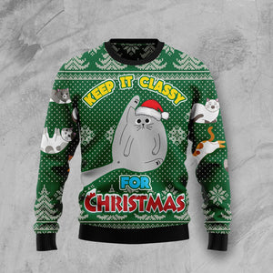 Cat Keep It Classy For Christmas Ugly Christmas Sweater, Christmas Ugly Sweater,Christmas Gift,Gift Christmas 2022