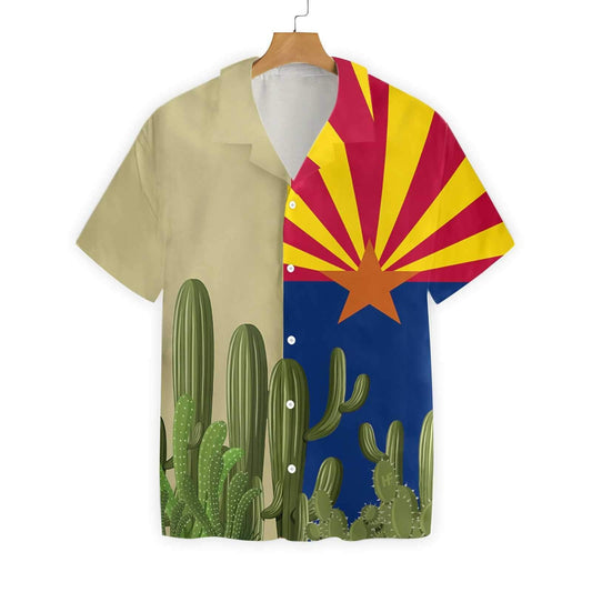 Proud Of Arizona Flag Saguaro Design Hawaiian Shirt,Hawaiian Shirt Gift, Christmas Gift