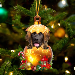 Cute Leonberger In Golden Egg Christmas Ornament, Pet Love Gift, Christmas Ornament, Christmas Gift