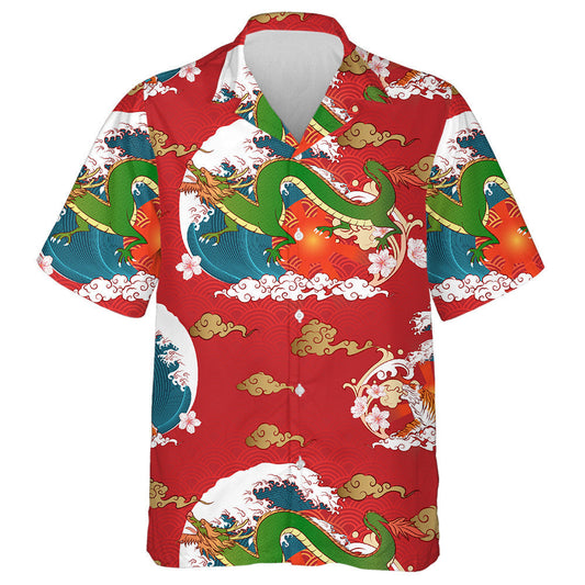 Flying Dragon With Water Splash And Tiger Hawaiian Shirt, Hawaiian Shirt Gift, Christmas Gift