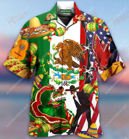 Mheicsiceo Trí fhuil Meiriceánach De réir Breithe Tírghrá De Rogha Léine Haváise Unisex Muinchille Samhraidh Gearr-Muinchille Na Léinte Haváís is Fearr Léinte Haváís do Mhná, Bronntanas Léine Haváís, Bronntanas Nollag