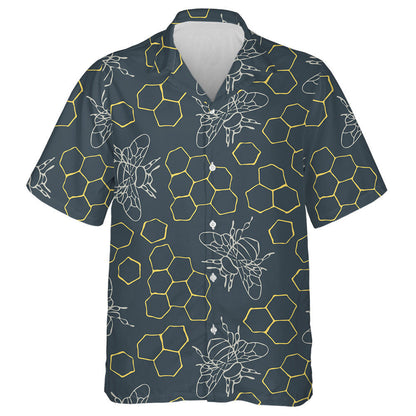 Cíor Mhíl Nádúrtha an tSamhraidh Agus Beacha ar Léine Gorma Haváí Teal, Bronntanas Léine Haváíais, Bronntanas Nollag