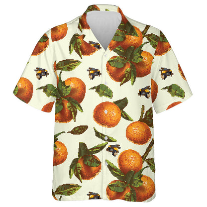 Natural Summer Mandarin Fruit And Bumblebee Hawaiian Shirt,Hawaiian Shirt Gift, Christmas Gift