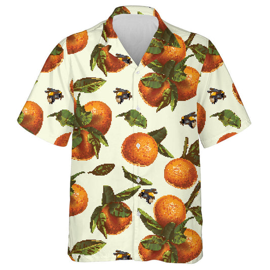 Natural Summer Mandarin Fruit And Bumblebee Hawaiian Shirt,Hawaiian Shirt Gift, Christmas Gift