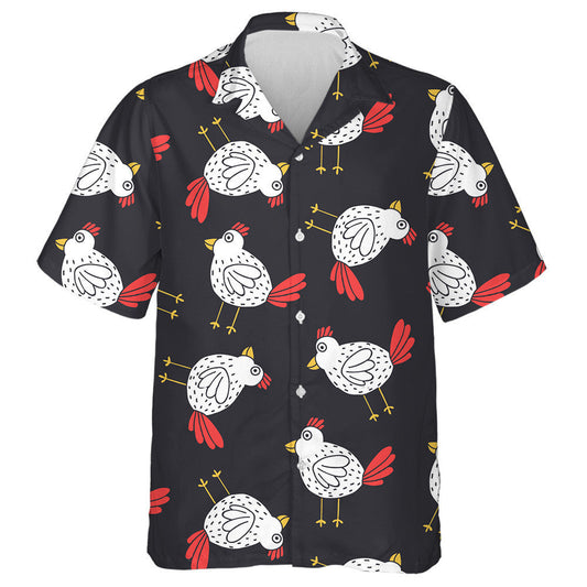 Sicín Bán Greannmhar Le Suaitheantas Dearg Léine Haváís, Bronntanas Léine Haváí, Bronntanas Nollag