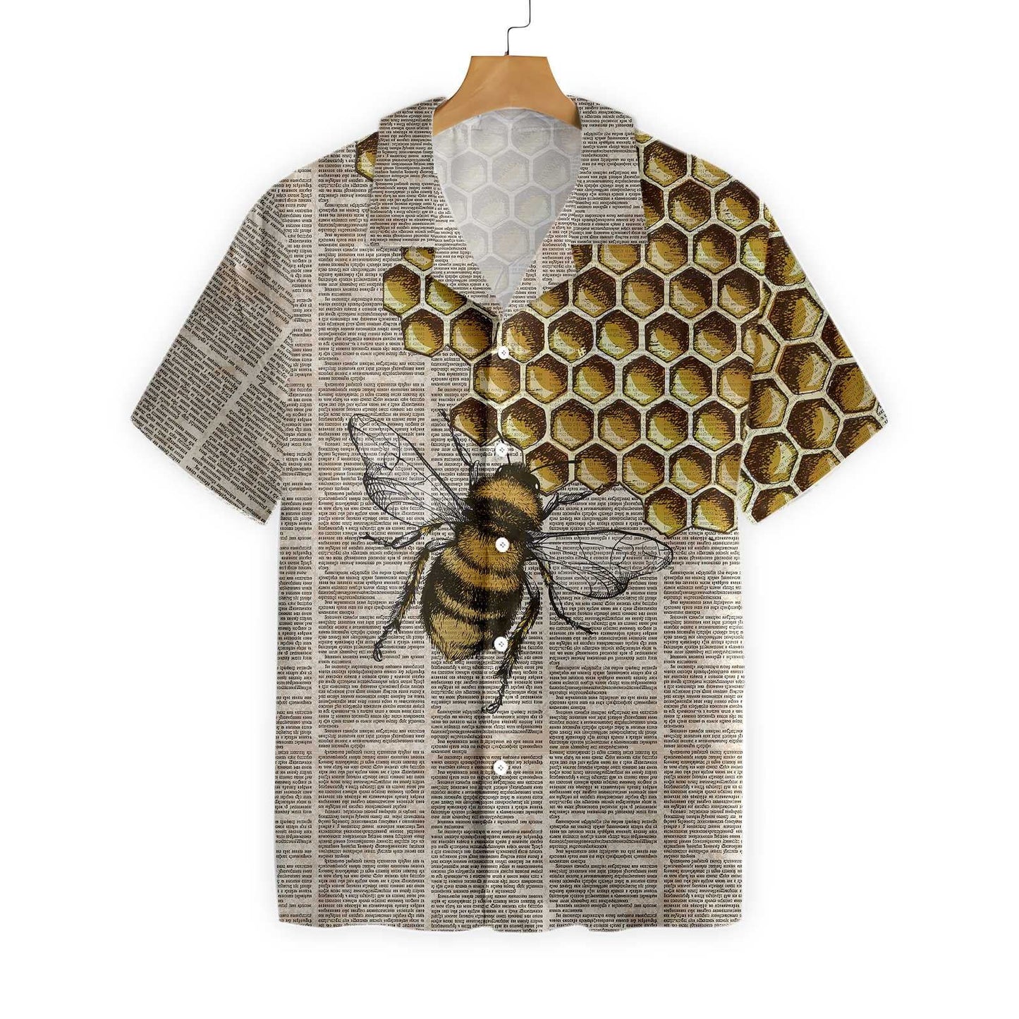 Vintage Honey Bee Design Hawaiian Shirt Magazine Background,Hawaiian Shirt Gift, Christmas Gift