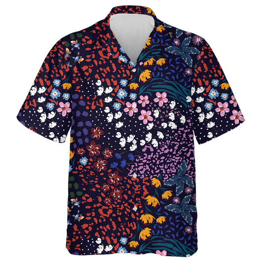 Blooming Garden Flower Mix With Leoprad Skin Hawaiian Shirt, Hawaiian Shirt Gift, Christmas Gift