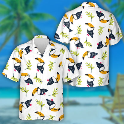 Toucan Funny Birds With Green Leaves Hawaiian Shirt,Hawaiian Shirt Gift, Christmas Gift