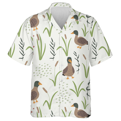 Hand Drawn Wild Ducks In Natural Landscape Hawaiian Shirt, Hawaiian Shirt Gift, Christmas Gift