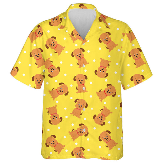 Multicolored Friendly Baby Dogs In Cartoon Background Hawaiian Shirt, Hawaiian Shirt Gift, Christmas Gift