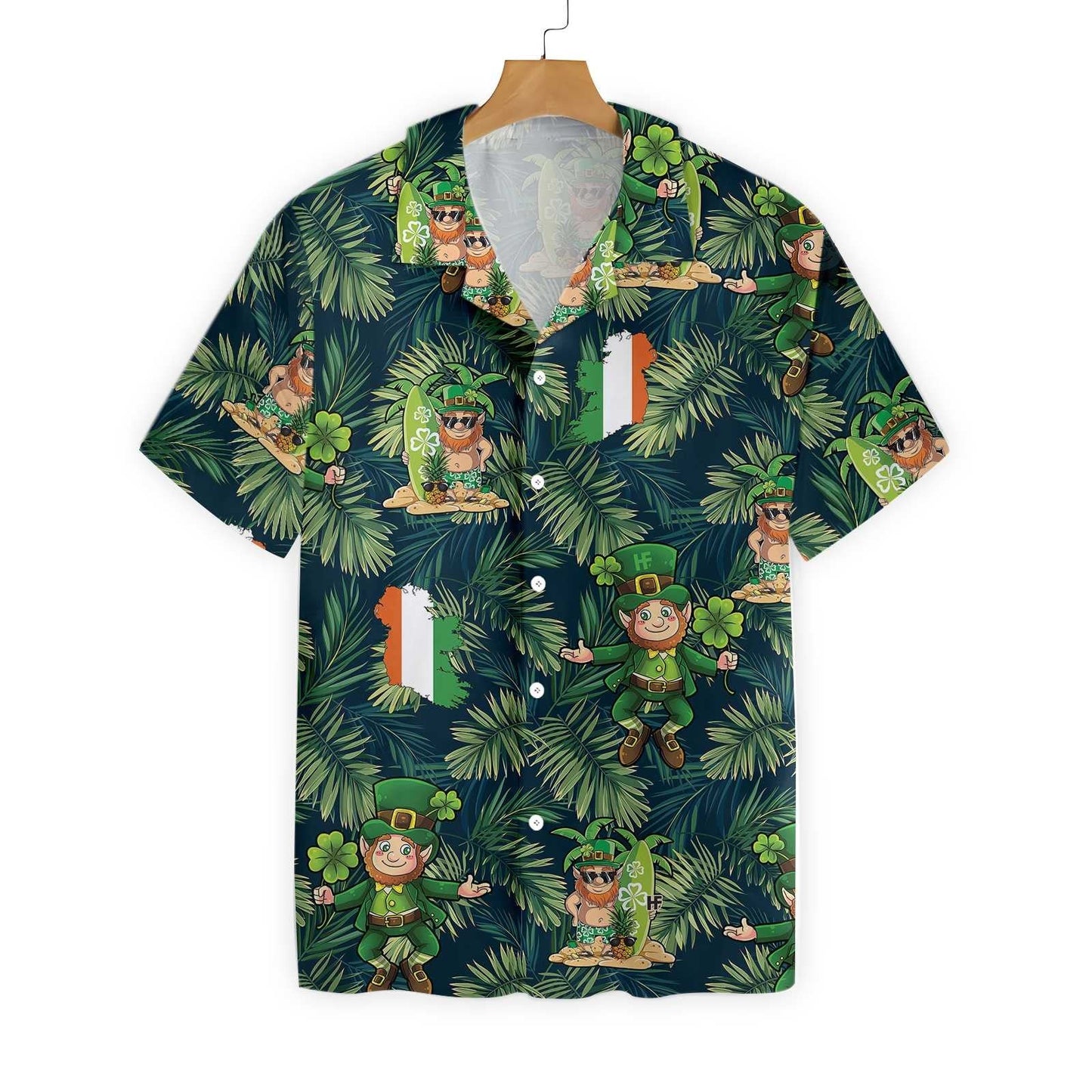 Irish People Proud Leprechaun Tropical Jungle Theme Design Hawaiian Shirt, Hawaiian Shirt Gift, Christmas Gift