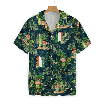 Irish People Proud Leprechaun Tropical Jungle Theme Design Hawaiian Shirt, Hawaiian Shirt Gift, Christmas Gift