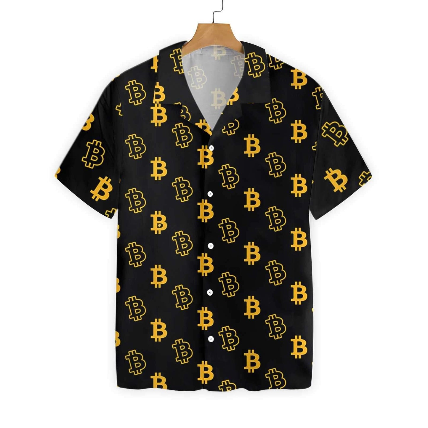 Seamless Bitcoin Gold And Black Design Hawaiian Shirt,Hawaiian Shirt Gift, Christmas Gift