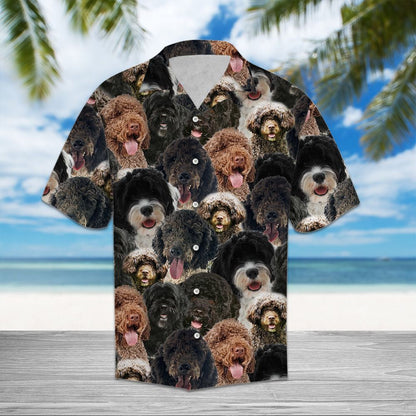 Portuguese Water Dog Vintage Style Hawaiian Shirt,Hawaiian Shirt Gift, Christmas Gift
