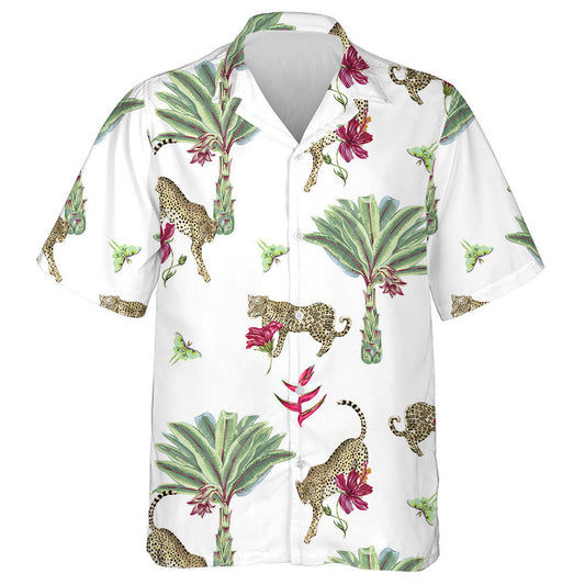 Leopard Cartún Nua-Aimseartha Agus Éan Bláth Paradise Léine Haváís, Bronntanas Léine Haváís, Bronntanas Nollag