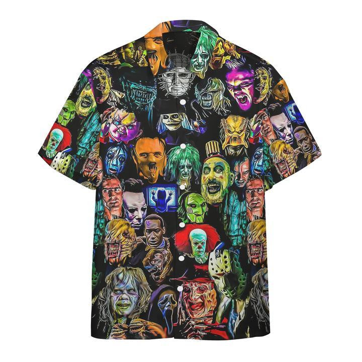 Horror Themed Scary Zombie Face Colorful Pattern Hawaiian Shirt, Hawaiian Shirt Gift, Christmas Gift