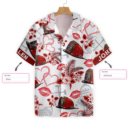 Grá Comhraiceoir Dóiteáin Vailintín Ainm Saincheaptha Léine Haváise, Haváís Le Bronntanas