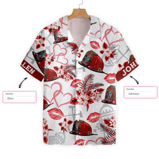 Grá Comhraiceoir Dóiteáin Vailintín Ainm Saincheaptha Léine Haváise, Haváís Le Bronntanas