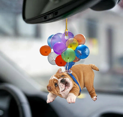 Bulldog Fly with Bubbles 2 sides Ornament, Happy Christmas Ornament, Christmas Gift, Christmas Decoration