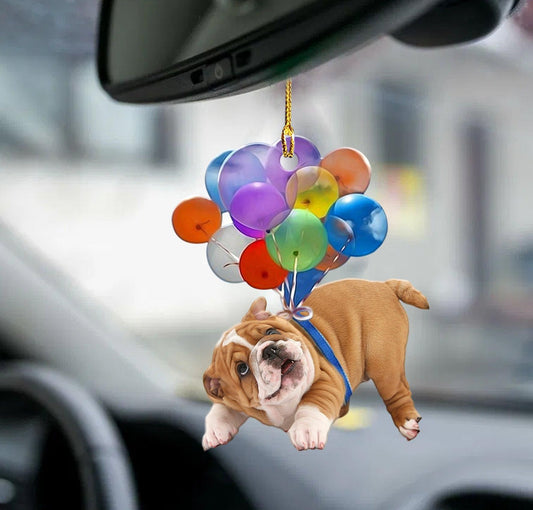 Bulldog Fly with Bubbles 2 sides Ornament, Happy Christmas Ornament, Christmas Gift, Christmas Decoration