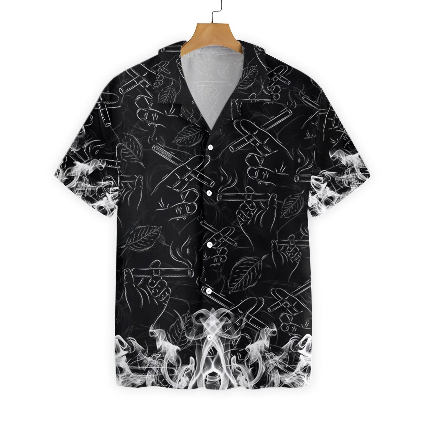 Tobacco Pattern Black And White Design Hawaiian Shirt,Hawaiian Shirt Gift, Christmas Gift