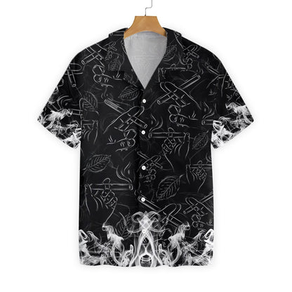 Tobacco Pattern Black And White Design Hawaiian Shirt,Hawaiian Shirt Gift, Christmas Gift