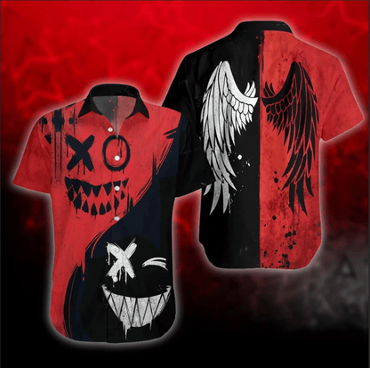 Happy Halloween Angels And Demons Dramatic Hawaiian Shirt, Hawaiian For Gift