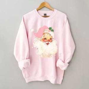 Pink Christmas Santa Sweatshirt, Christmas Shirt, Christmas Sweatshirt Cute, Christmas Winter Sweatshirt