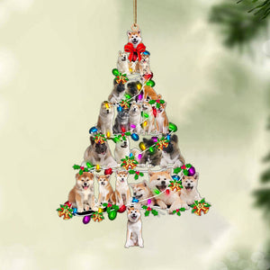 Akita-Christmas Tree Lights-Two Sided Christmas Plastic Hanging Ornament, Christmas Ornament Gift, Christmas Gift, Christmas Decoration