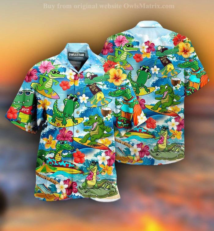 Animals Alligator Wave Surfing - Hawaiian Shirt, Hawaiian Shirt Gift, Christmas Gift