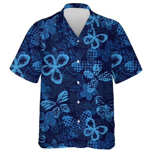 Theme Mystical Butterfly With Neon Blue Wings Hawaiian Shirt, Hawaiian Shirt Gift, Christmas Gift