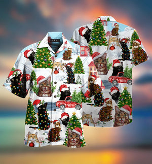 Lovely Village Christmas Cats Hawaiian Shirt, Hawaiian Shirt, Christmas Gift