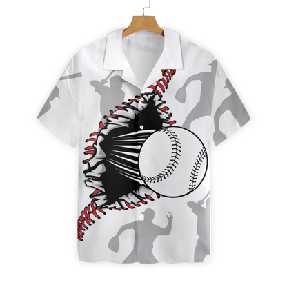 Baseball Wear Out White Pattern Hawaiian Shirt, Hawaiian For Gift