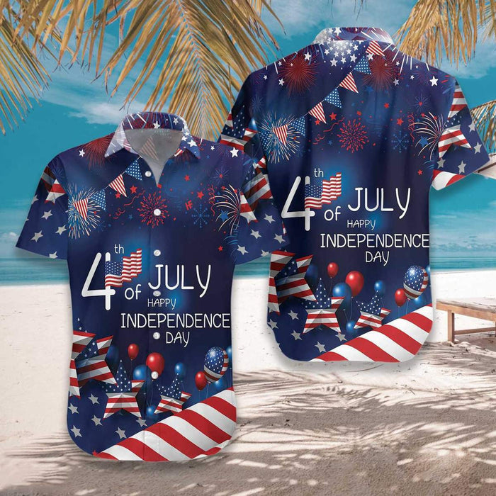 4th July US Independence Day Flag Background Hawaiian Shirt, Hawaiian Shirt Gift, Christmas Gift