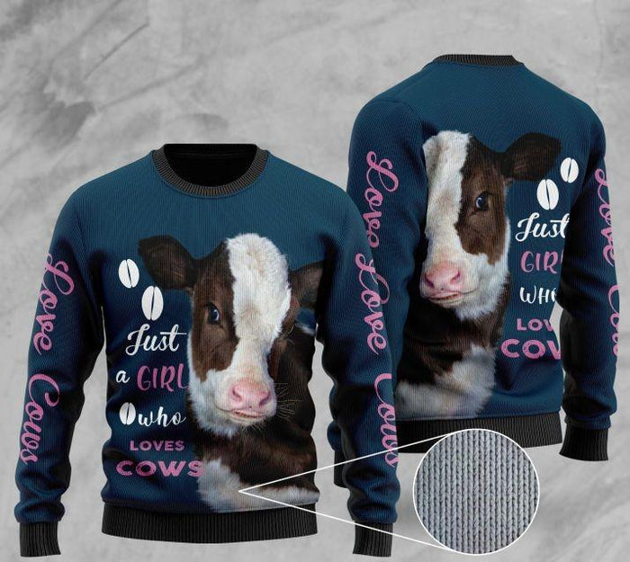 Just A Girl Who Loves Cows Ugly Christmas Sweater, Christmas Ugly Sweater,Christmas Gift,Gift Christmas 2022