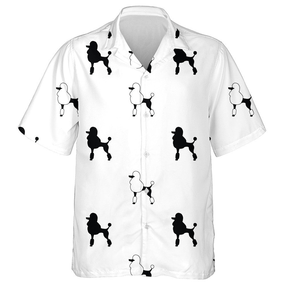 Adorable Black Poodles On White Background Hawaiian Shirt, Hawaiian For Gift