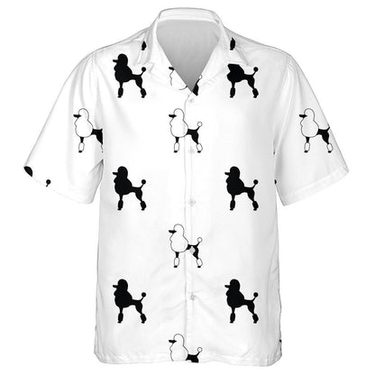 Adorable Black Poodles On White Background Hawaiian Shirt, Hawaiian For Gift