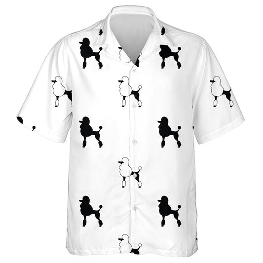 Adorable Black Poodles On White Background Hawaiian Shirt, Hawaiian For Gift