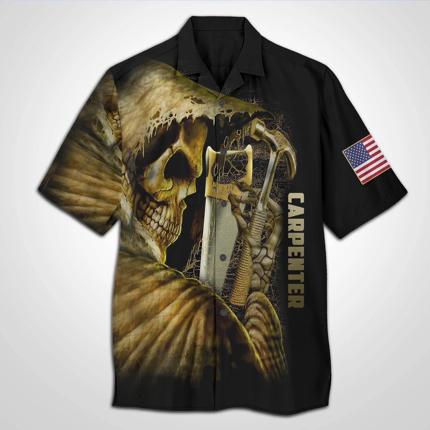 Bronntanas Cool Do Oíche Shamhna Carpenter Skull Léine Haváíais 3D, Bronntanas Léine Haváís, Bronntanas Nollag