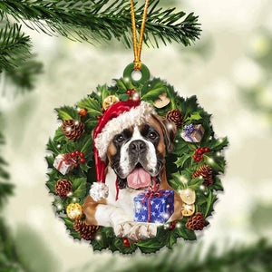 Boxer and Christmas gift for her gift for him gift for Boxer lover Christmas Plastic Hanging Ornament, Christmas Ornament Gift, Christmas Gift, Christmas Decoration