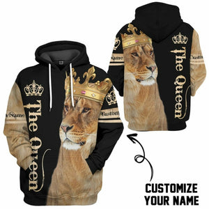 3D Lion Queen Custom Name Tshirt Hoodie Apparel