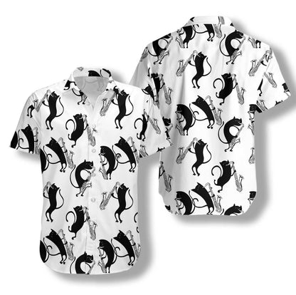 Cool Cats Play Saxophone Hawaiian Shirt,Hawaiian Shirt Gift, Christmas Gift
