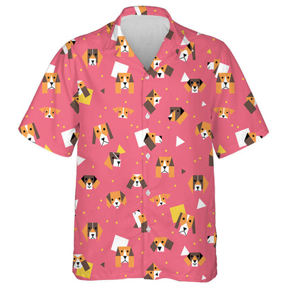 Beagle Dogs Square Triangle In Pink Hawaiian Shirt, Hawaiian For Gift