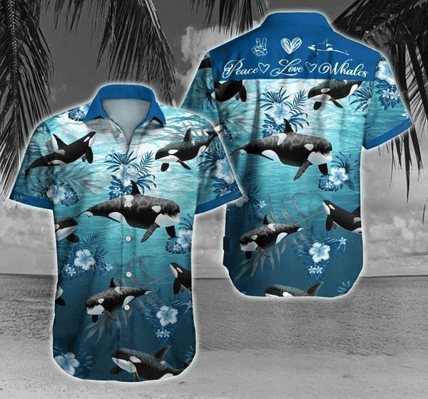 Orca Under The Ocean Flower Pattern Hawaiian Shirt,Hawaiian Shirt Gift, Christmas Gift