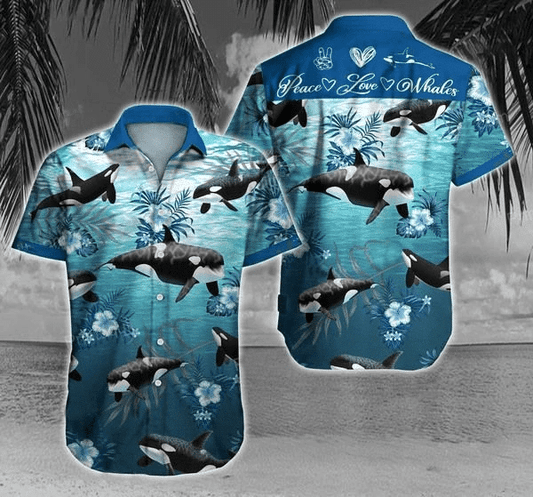 Orca Under The Ocean Flower Pattern Hawaiian Shirt,Hawaiian Shirt Gift, Christmas Gift