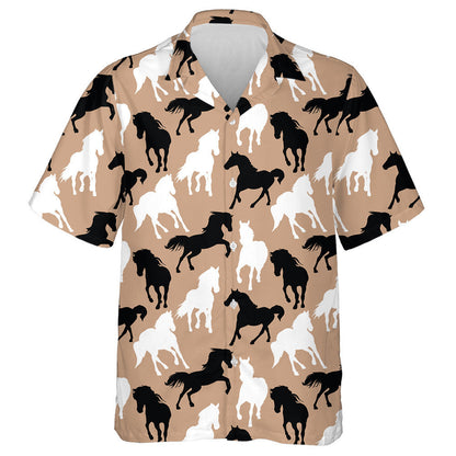 Silhouette Of Black And White Horses Hawaiian Shirt,Hawaiian Shirt Gift, Christmas Gift
