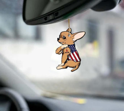 Chihuahua I love mom muscle American flag shirt 2-Sided Mica Custom Shaped Ornament, Happy Christmas Ornament, Christmas Gift, Christmas Decoration