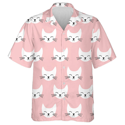 Smiling Cute Cats On Pink Background Hawaiian Shirt,Hawaiian Shirt Gift, Christmas Gift